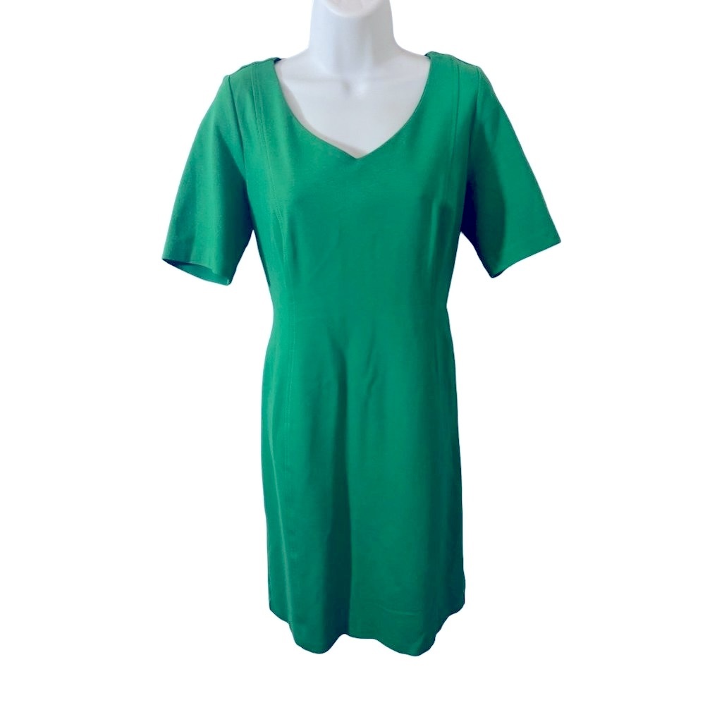 TALBOTS Green V-Neck Short Sleeve Midi Size 8 Dress